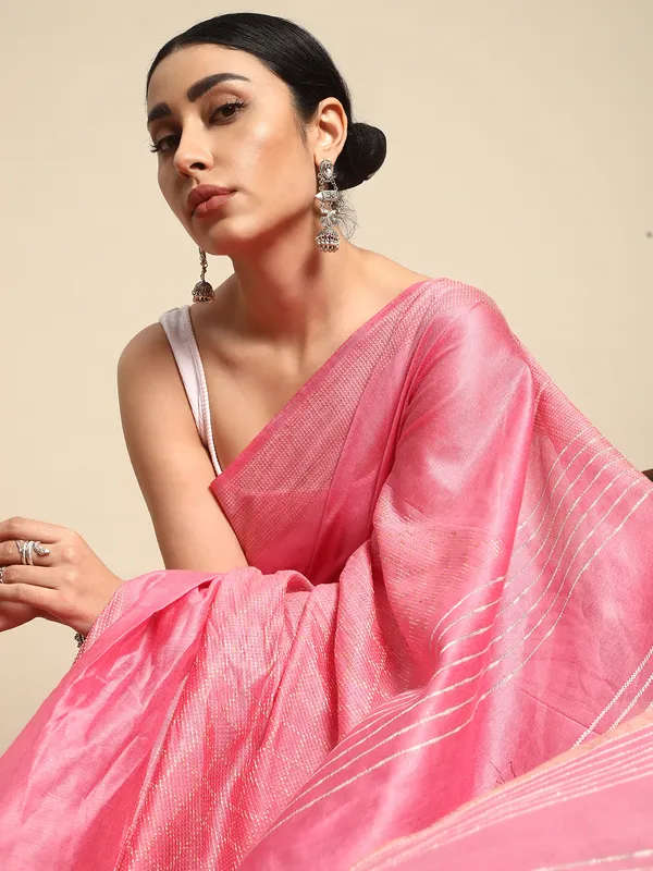 Pink_colour_Silk_Blend_Saree_for_Women