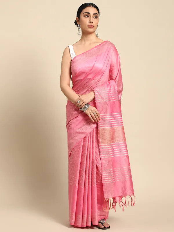 Pink_colour_Silk_Blend_Saree_for_Women