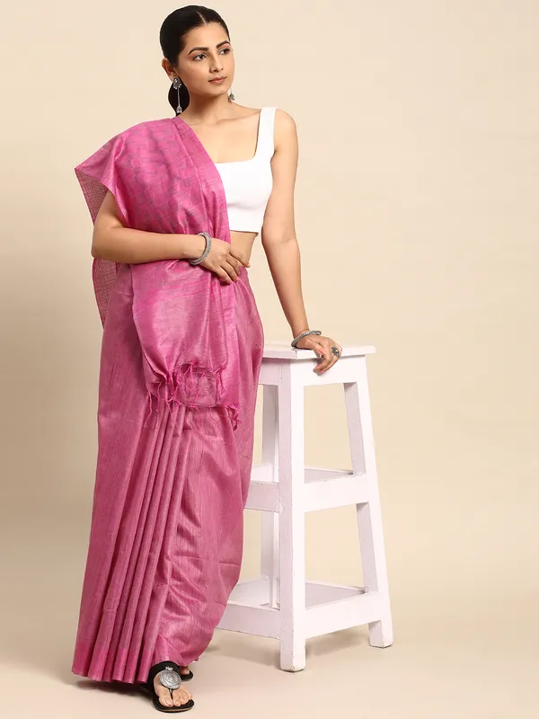 Pink_colour_Silk_Blend_Saree_for_Women