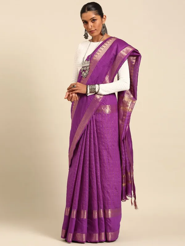 Purple_colour_Silk_Blend_Saree_for_Women