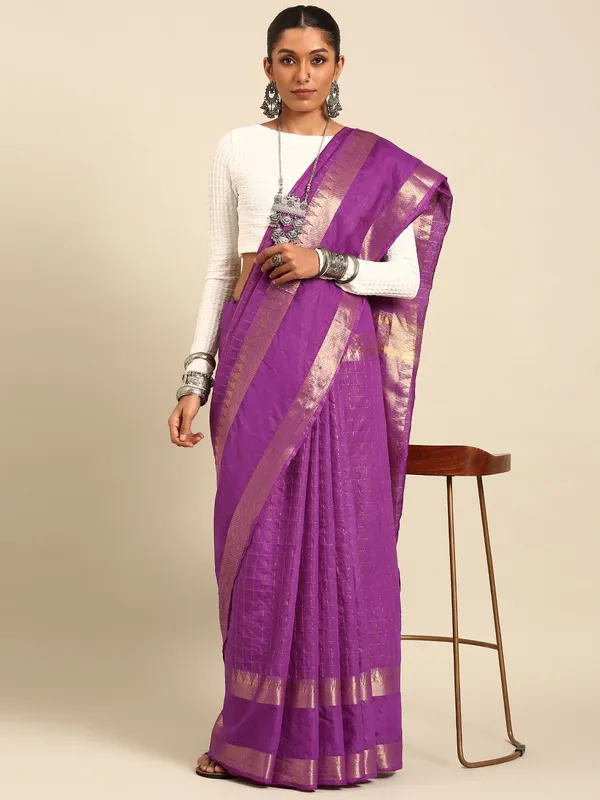 Purple_colour_Silk_Blend_Saree_for_Women
