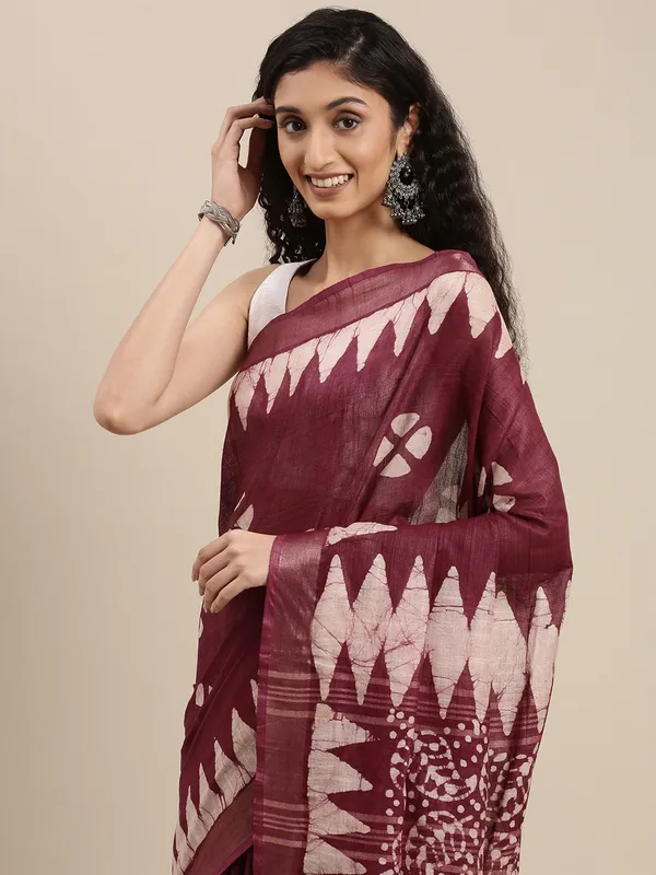 Purple_colour_Cotton_Blend_Saree_for_Women