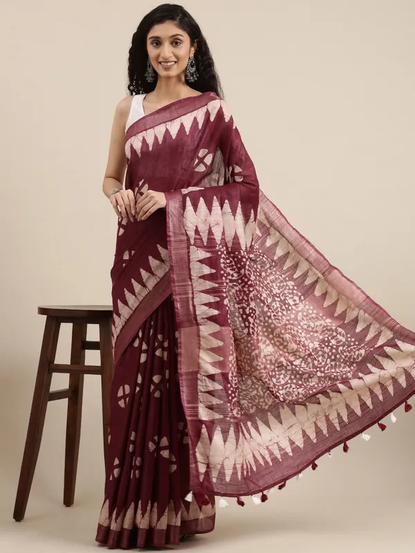 Purple_colour_Cotton_Blend_Saree_for_Women