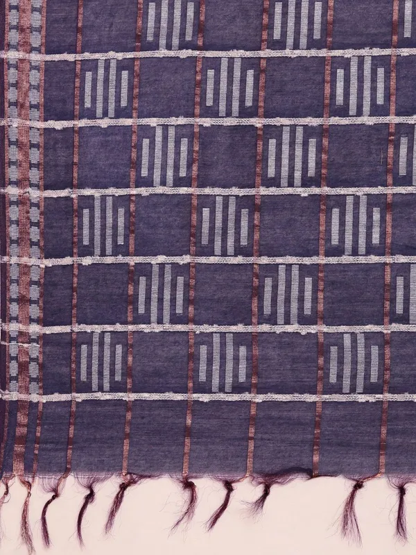 Navy_Blue_colour_Silk_Blend_Saree_for_Women