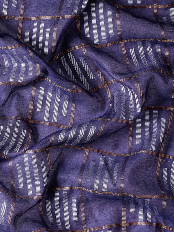 Navy_Blue_colour_Silk_Blend_Saree_for_Women
