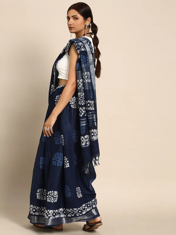 Navy_Blue_colour_Pure_Cotton_Saree_for_Women