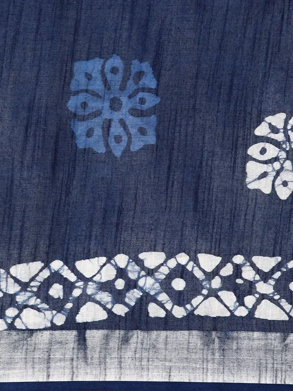 Navy_Blue_colour_Pure_Cotton_Saree_for_Women