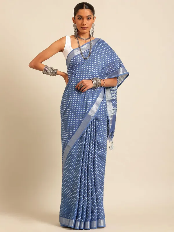 Blue_colour_Pure_Cotton_Saree_for_Women
