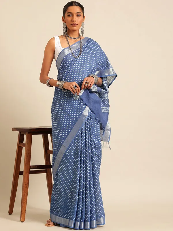 Blue_colour_Pure_Cotton_Saree_for_Women