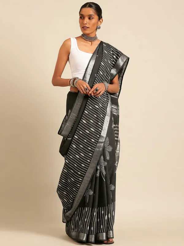 Black_colour_Pure_Cotton_Saree_for_Women