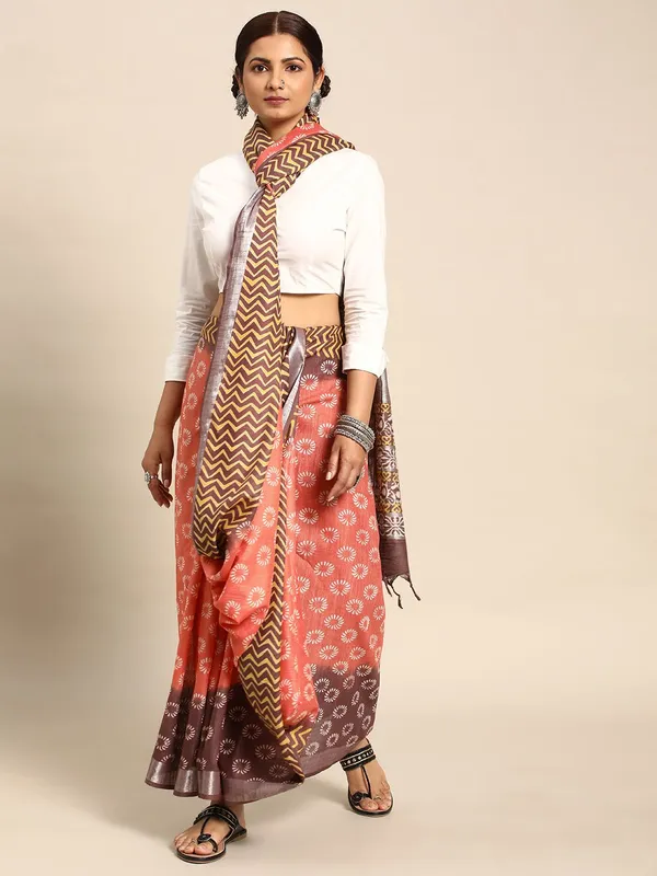 Peach_colour_Pure_Cotton_Saree_for_Women