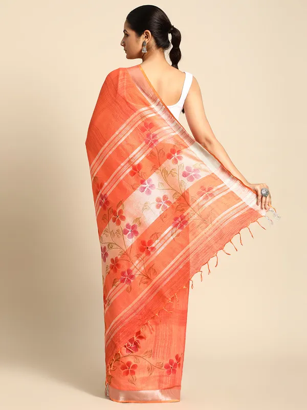Orange_colour_Cotton_Saree_for_Women