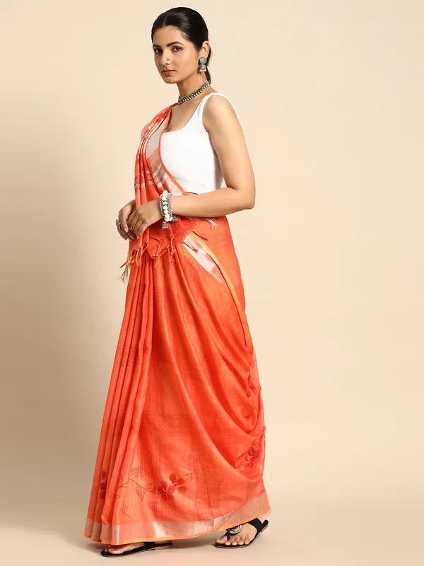 Orange_colour_Cotton_Saree_for_Women