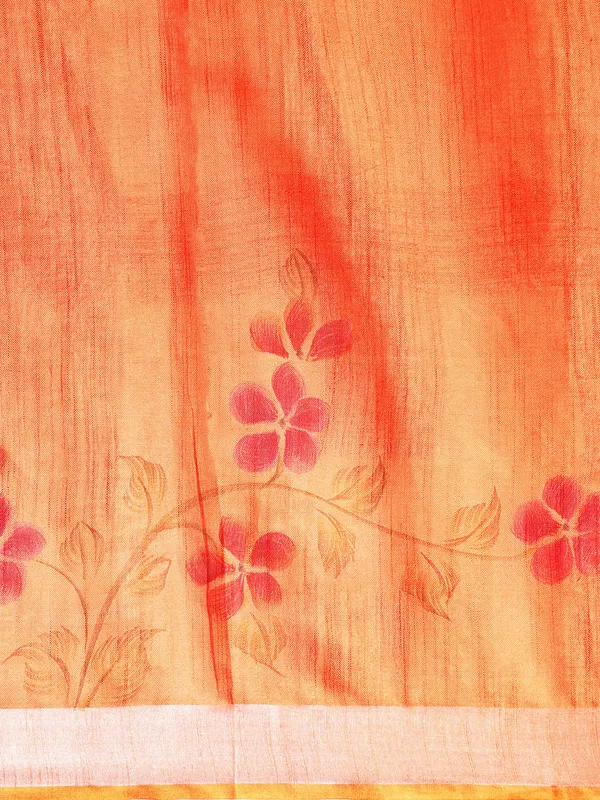 Orange_colour_Cotton_Saree_for_Women