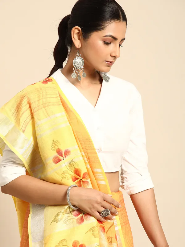 Yellow_colour_Cotton_Saree_for_Women