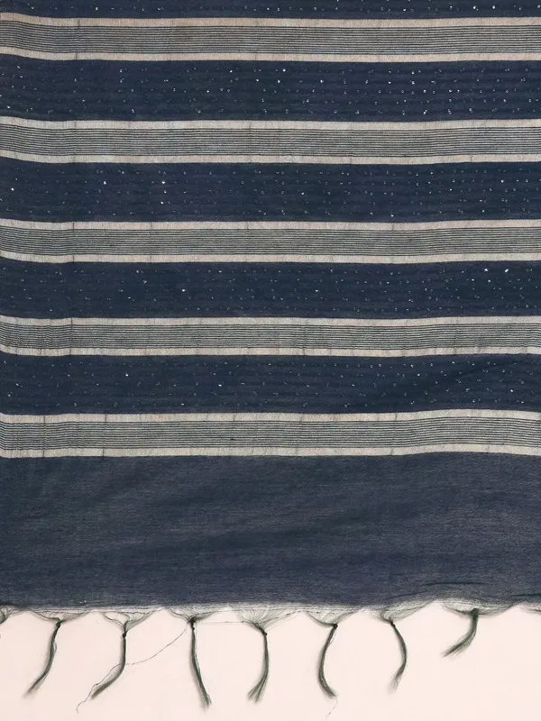 Navy_Blue_colour_Silk_Blend_Saree_for_Women