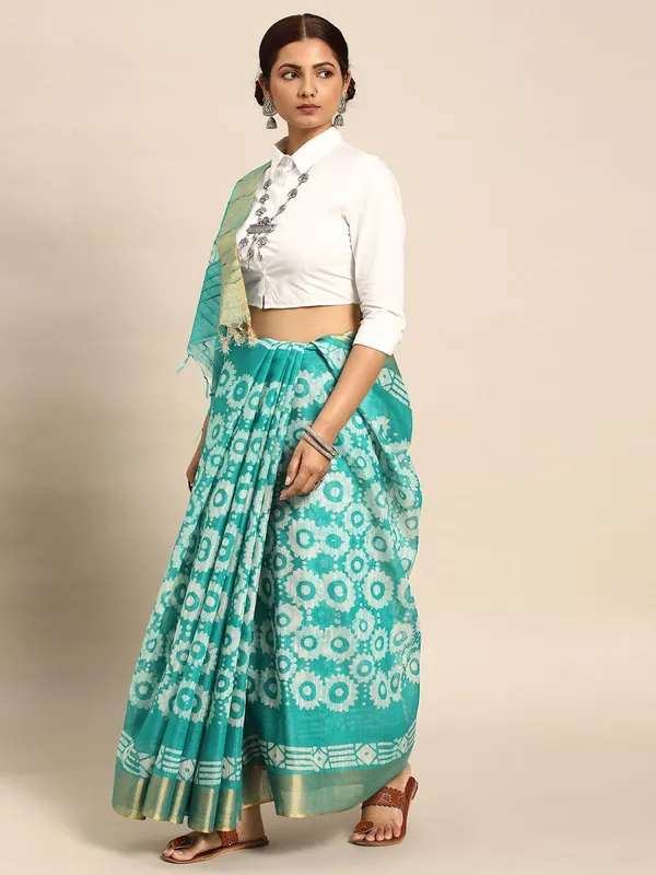 Sea_Green_colour_Silk_Blend_Saree_for_Women