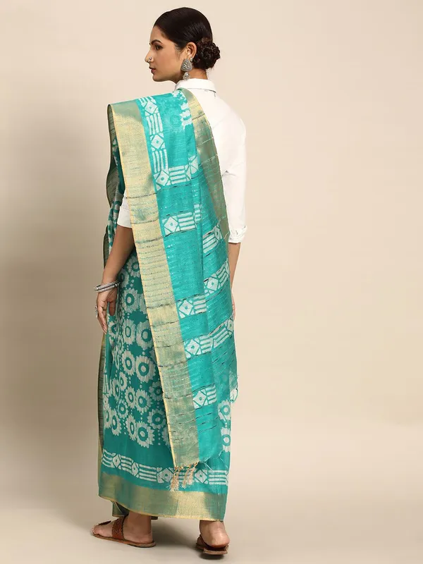 Sea_Green_colour_Silk_Blend_Saree_for_Women