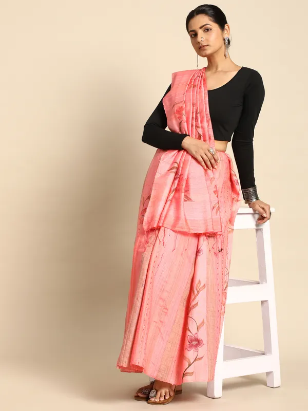 Pink_colour_Silk_Blend_Saree_for_Women