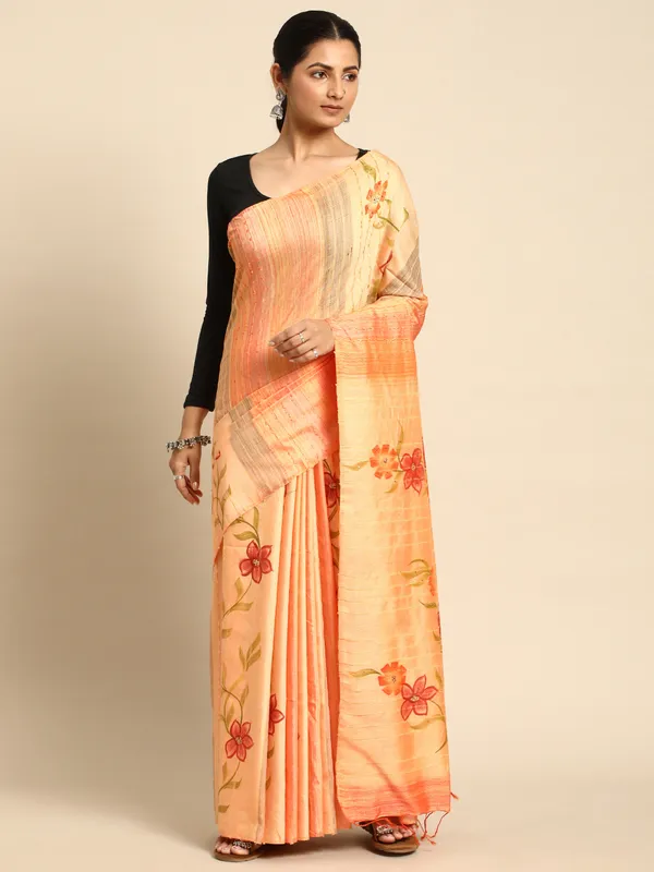 Orange_colour_Silk_Blend_Saree_for_Women