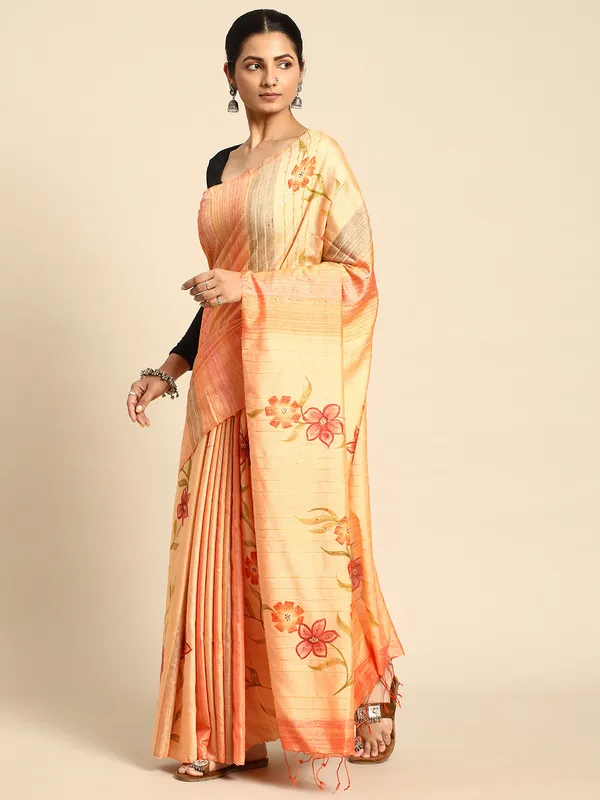 Orange_colour_Silk_Blend_Saree_for_Women
