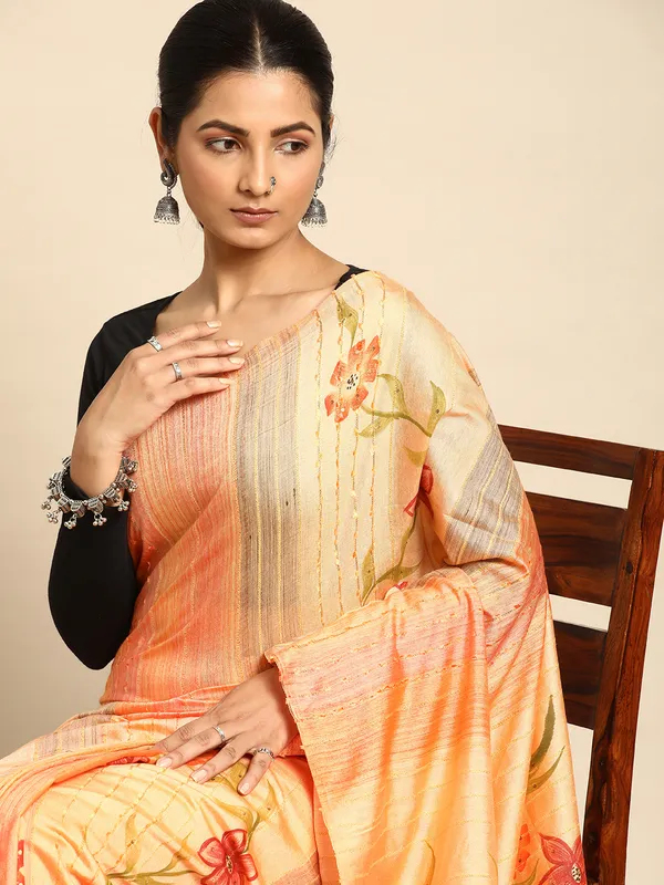 Orange_colour_Silk_Blend_Saree_for_Women
