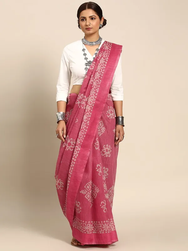 Pink_colour_Silk_Blend_Saree_for_Women