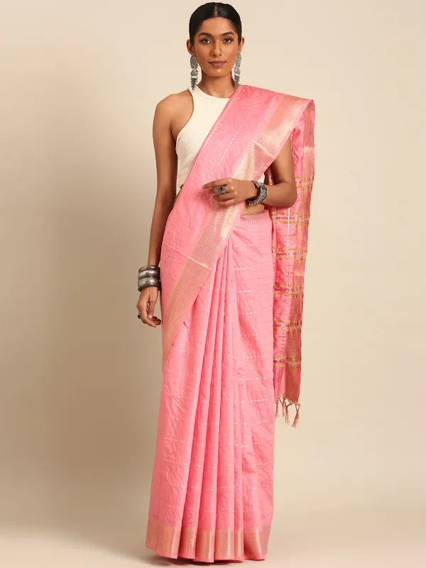 Pink_colour_Silk_Blend_Saree_for_Women