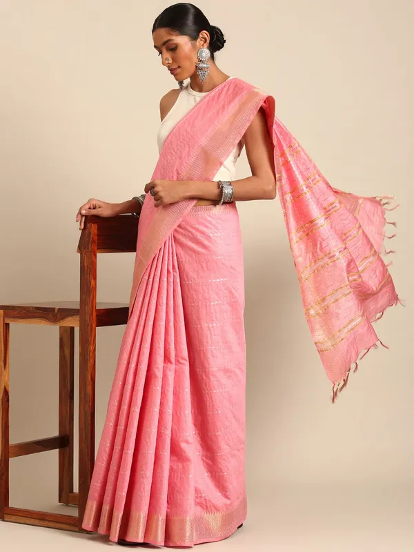 Pink_colour_Silk_Blend_Saree_for_Women