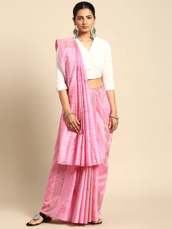 Pink_colour_Silk_Blend_Saree_for_Women