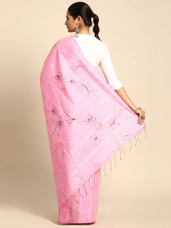 Pink_colour_Silk_Blend_Saree_for_Women