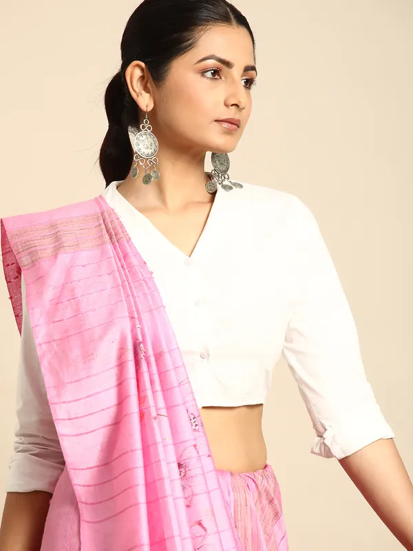 Pink_colour_Silk_Blend_Saree_for_Women