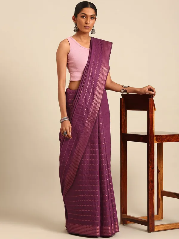 Purple_colour_Silk_Blend_Saree_for_Women