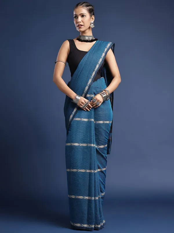 Blue_colour_Pure_Cotton_Saree_for_Women