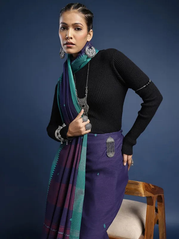 Purple_colour_Pure_Cotton_Saree_for_Women