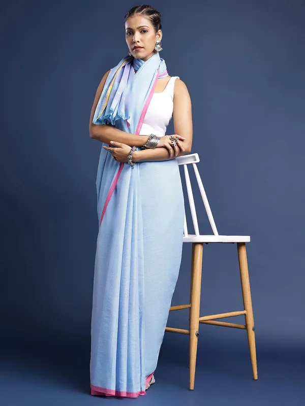 Blue_colour_Pure_Cotton_Saree_for_Women