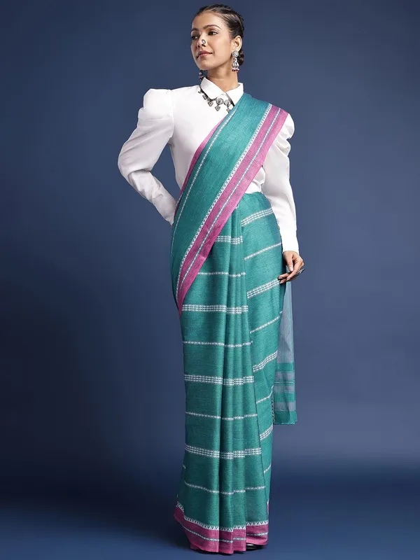 Blue_colour_Pure_Cotton_Saree_for_Women