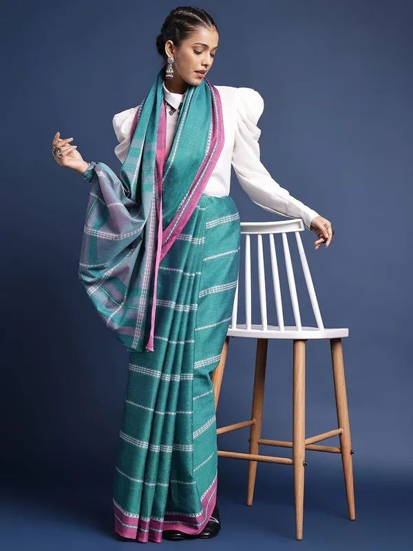 Blue_colour_Pure_Cotton_Saree_for_Women