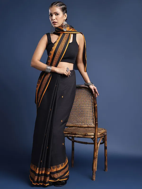 Black_colour_Pure_Cotton_Saree_for_Women
