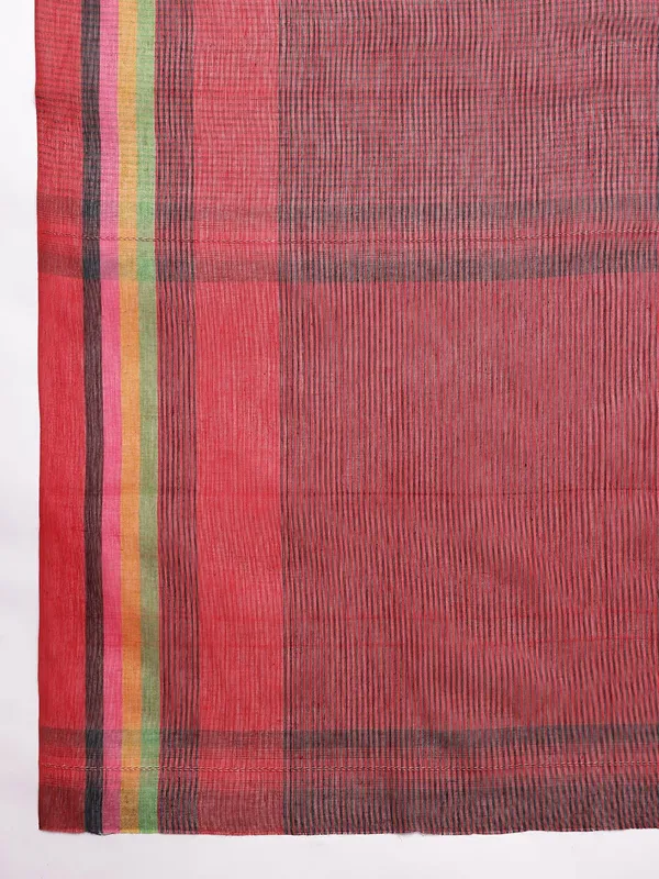 Maroon_colour_Pure_Cotton_Saree_for_Women