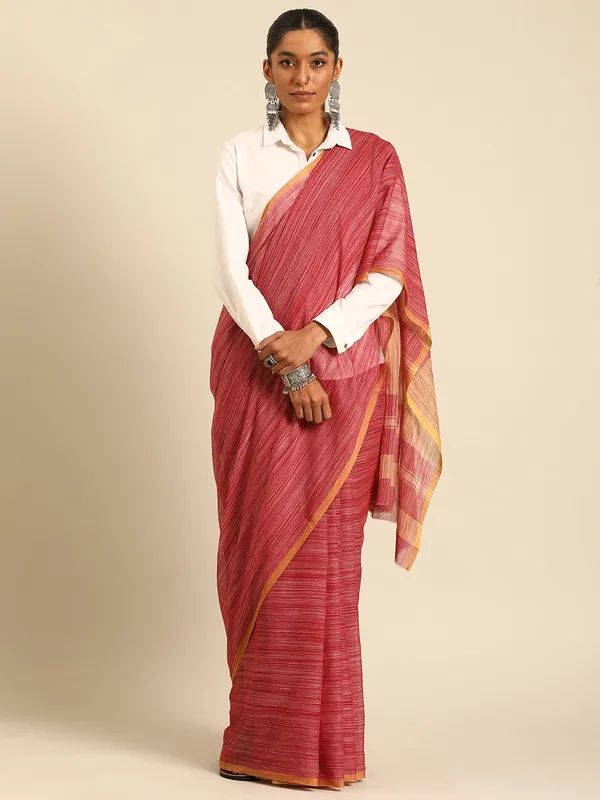 Maroon_colour_Pure_Cotton_Saree_for_Women