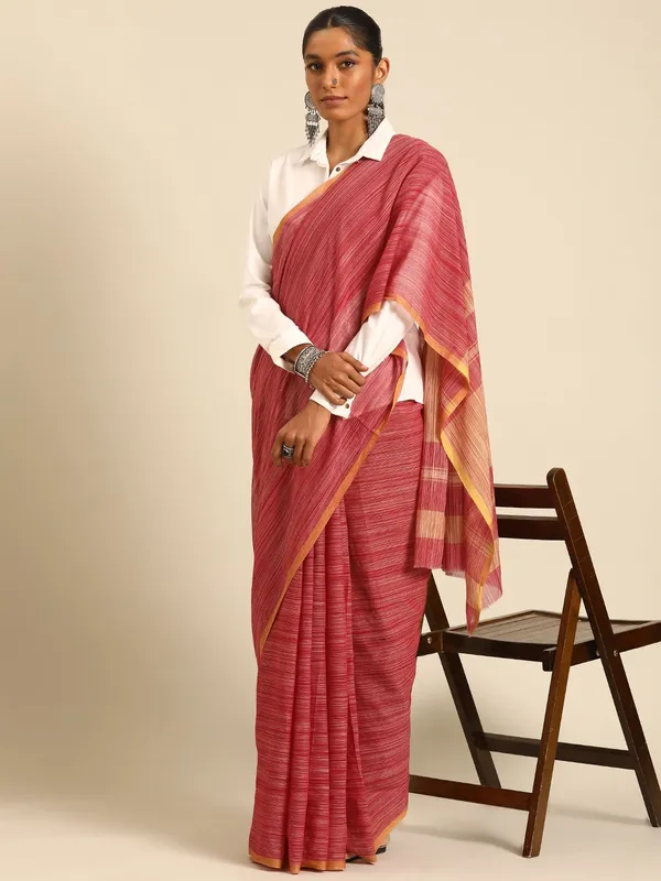 Maroon_colour_Pure_Cotton_Saree_for_Women