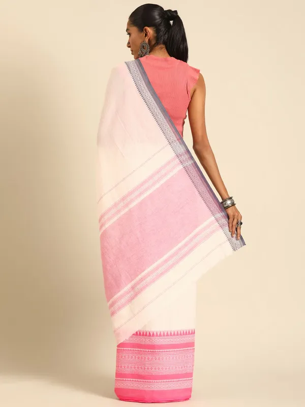 White_colour_Pure_Cotton_Saree_for_Women