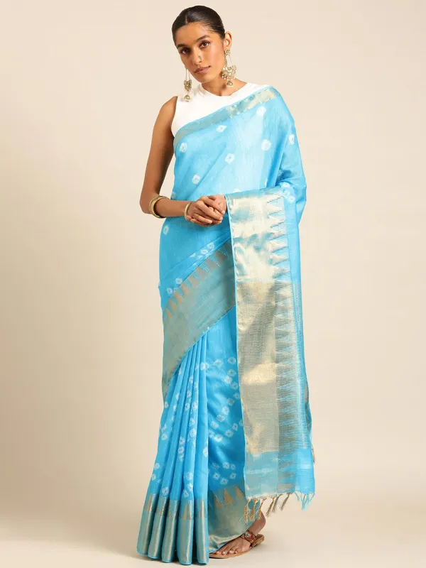 Blue_colour_Silk_Blend_Saree_for_Women