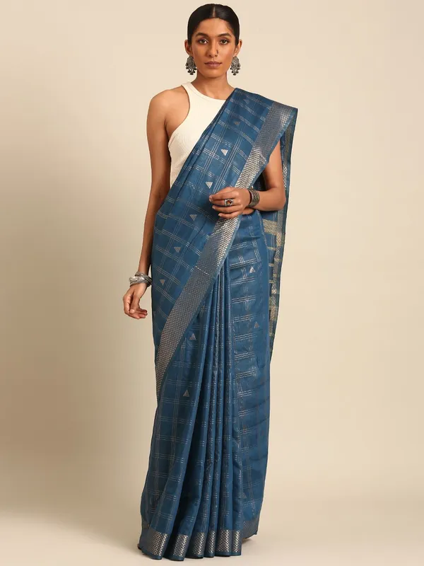 Blue_colour_Silk_Blend_Saree_for_Women