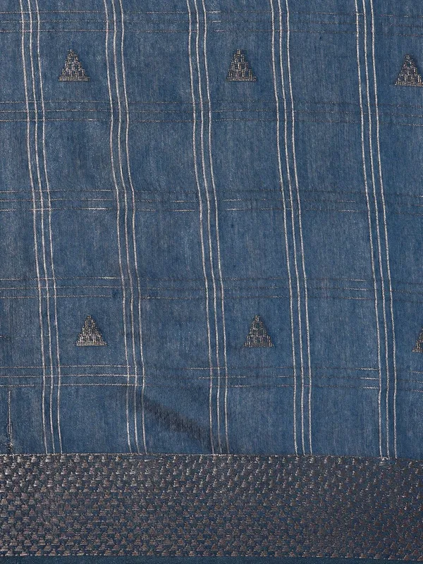 Blue_colour_Silk_Blend_Saree_for_Women