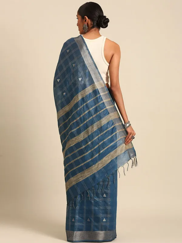 Blue_colour_Silk_Blend_Saree_for_Women