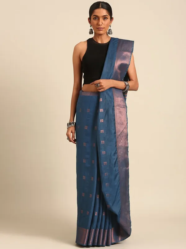 Blue_colour_Silk_Blend_Saree_for_Women