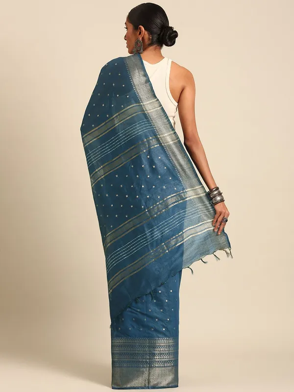 Navy_Blue_colour_Silk_Blend_Saree_for_Women