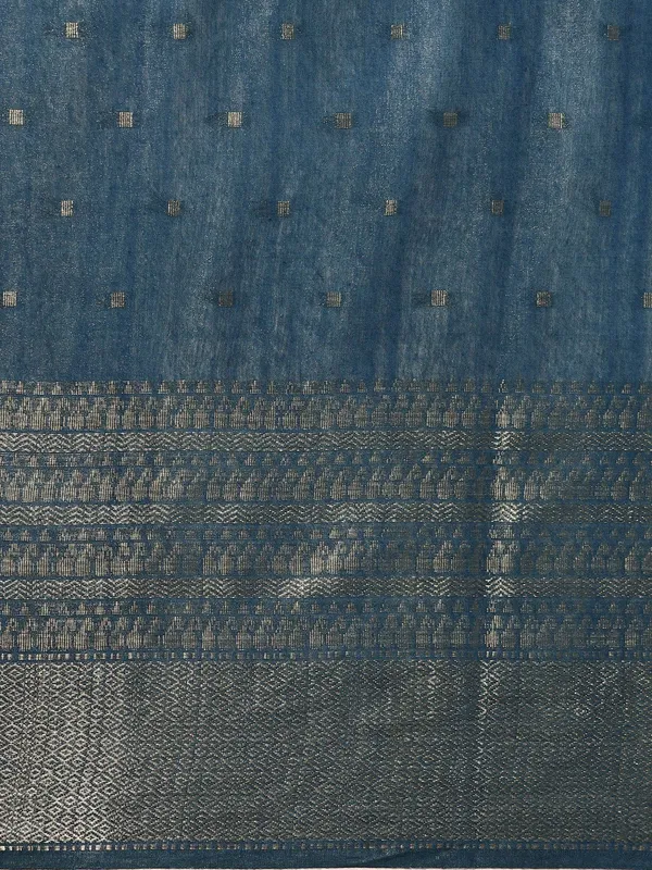 Navy_Blue_colour_Silk_Blend_Saree_for_Women